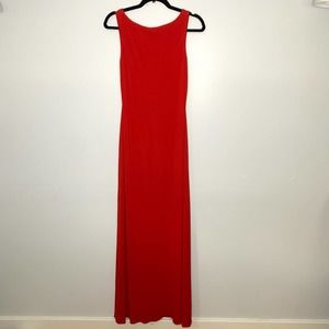 LAUNDRY by Shelli Segal Vintage Red Lined Plunge Back Maxi Formal Dress Size 8